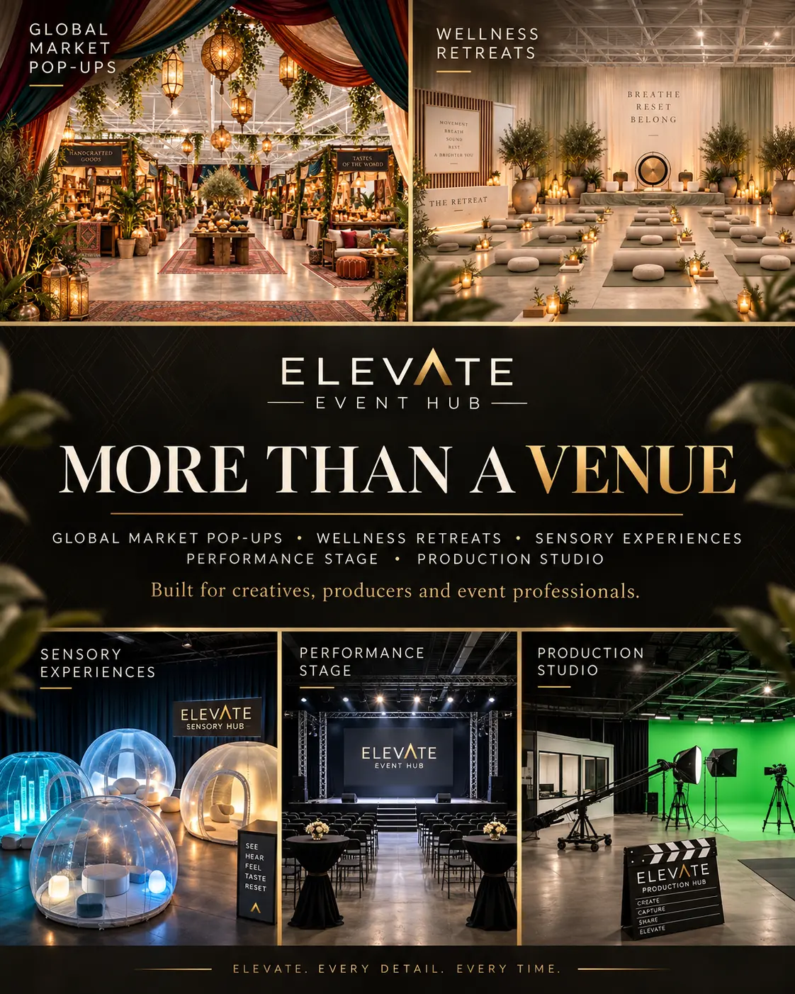 Elevate multi-use venue campaign artwork